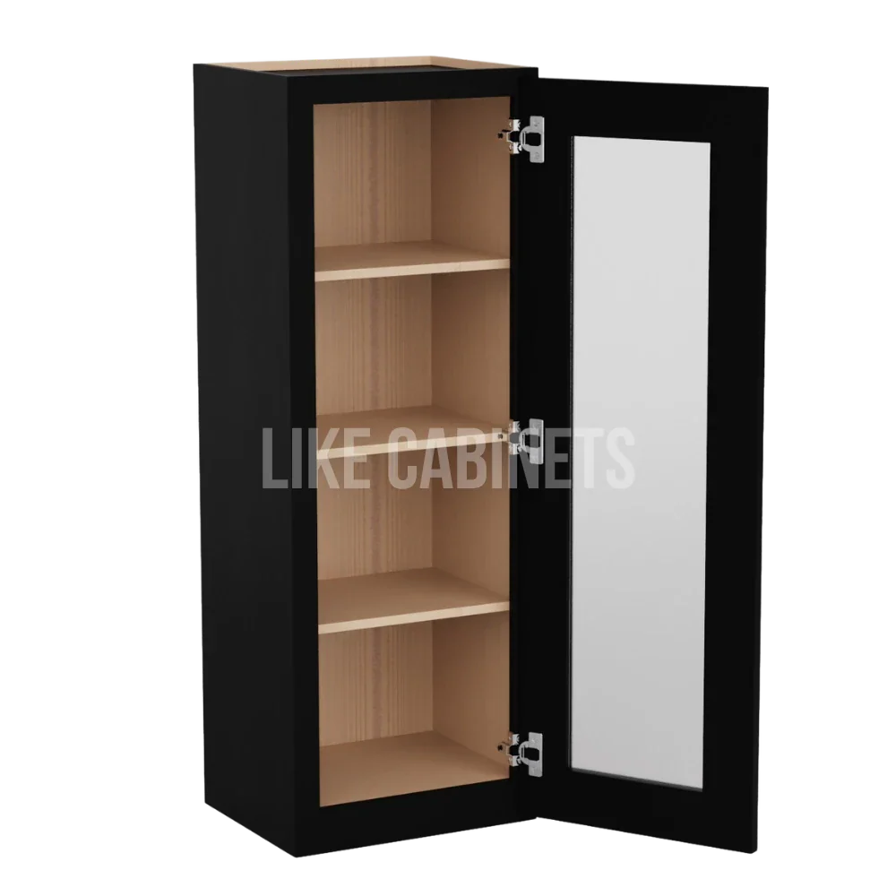 Iron Black 42'' H Single Door Wall Cabinet with Glass Door