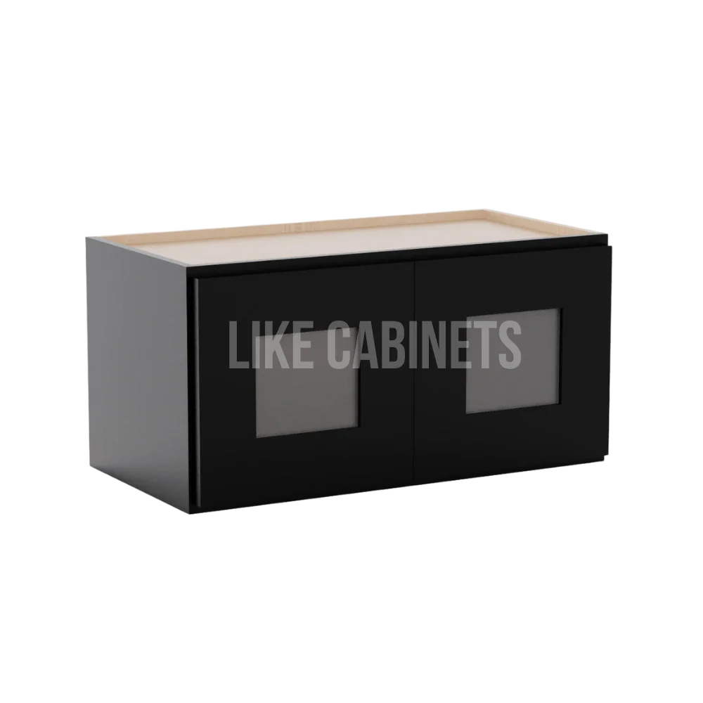 Iron Black 36'' H Single Door Wall Cabinet with Glass Door