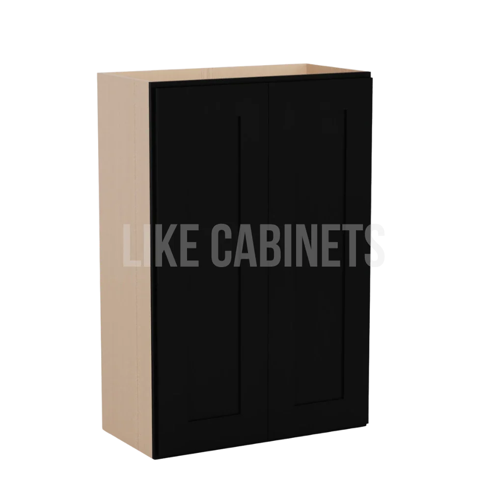 Iron Black Shaker Double Door Wall Cabinets 36''H, 12''D