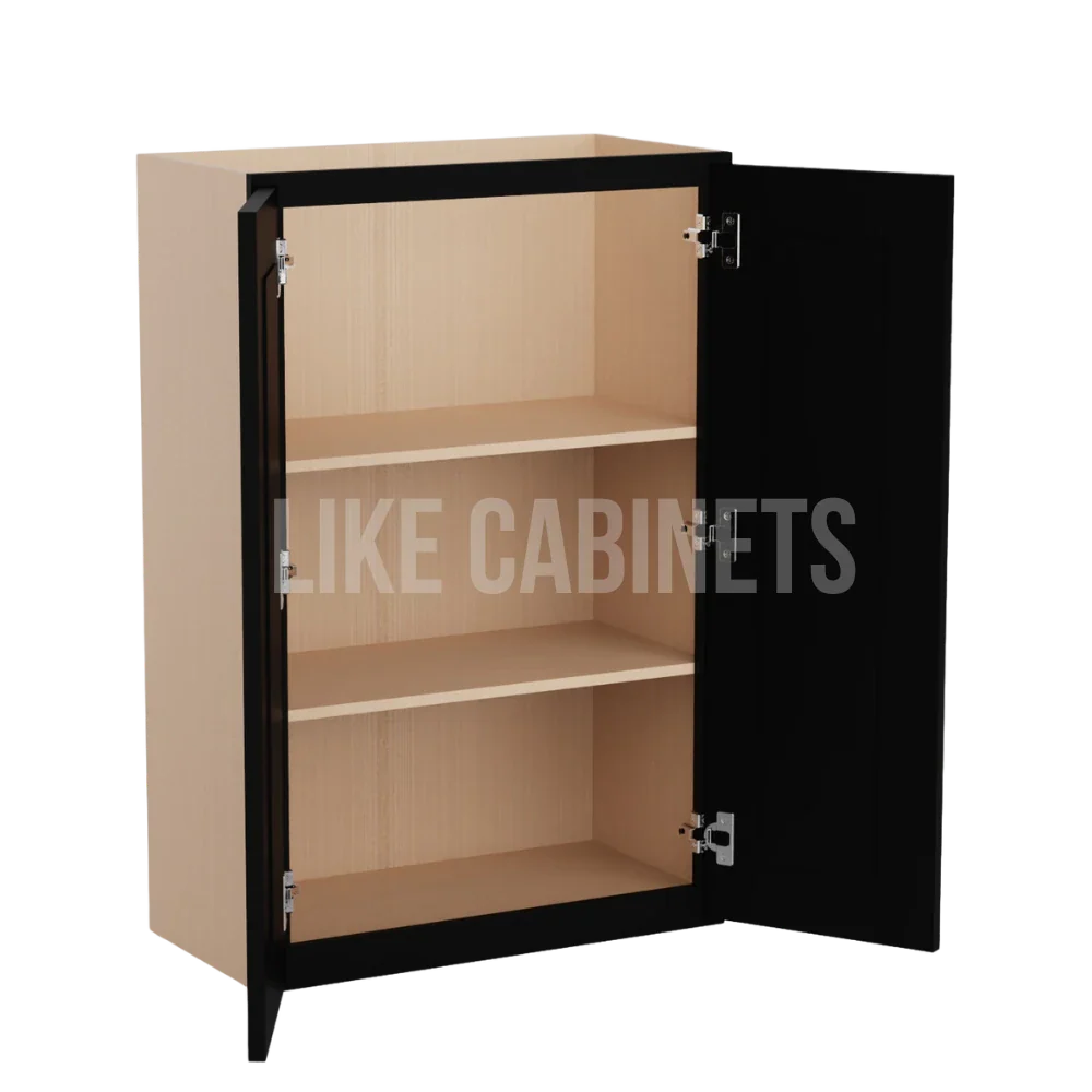 Iron Black Shaker Double Door Wall Cabinets 36''H, 12''D