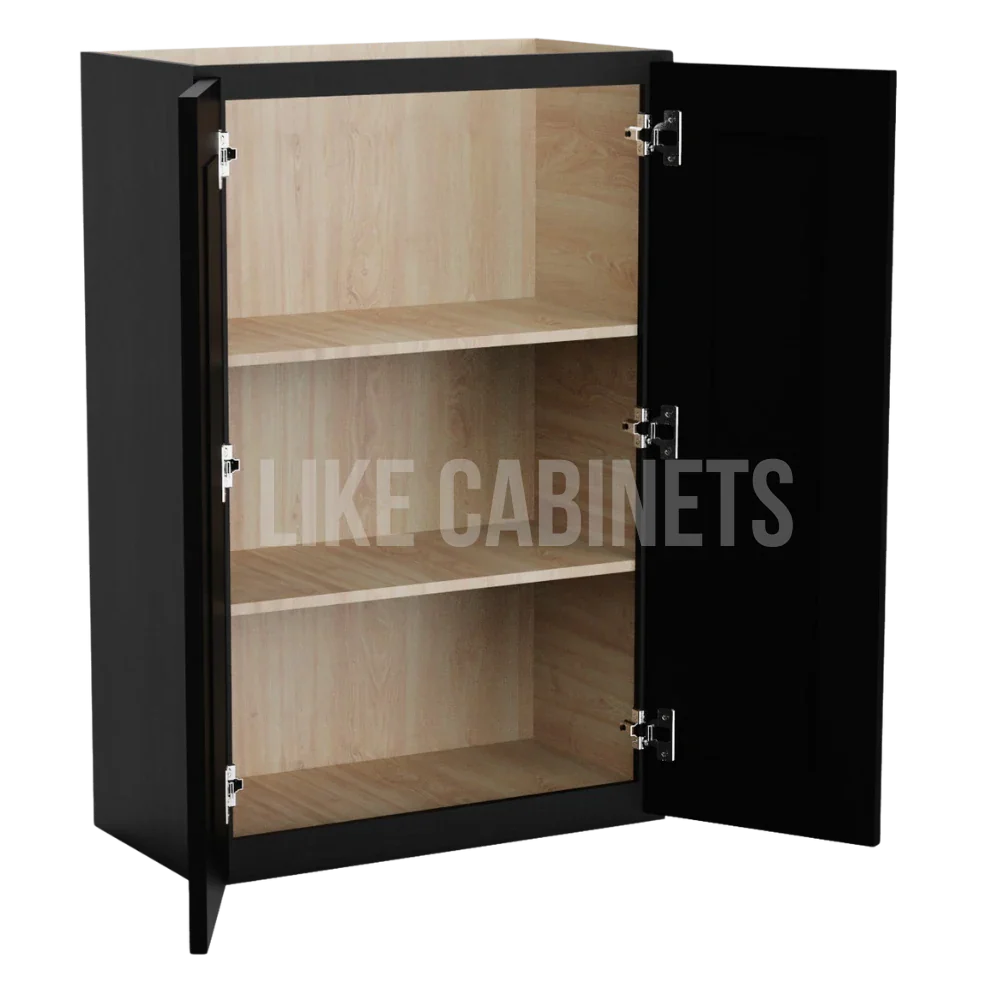 Iron Black Shaker Double Door Wall Cabinets 36''H, 12''D