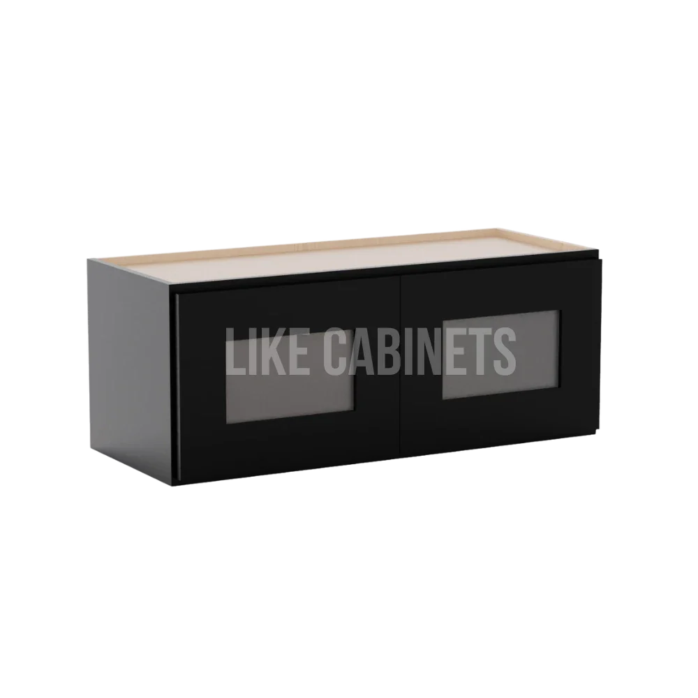 Iron Black 18'' H Double Door Wall Cabinet With Glass Doors