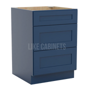 Navy Blue Shaker Three Drawer Base
