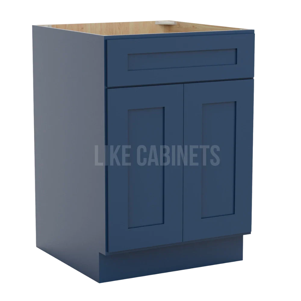 Navy Blue Shaker Base Cabinet with Double Doors & Single Drawer