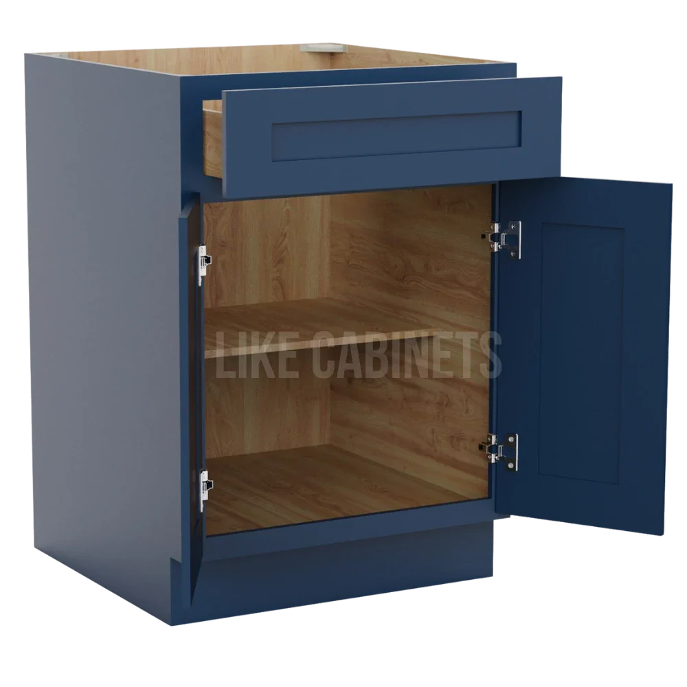 Navy Blue Shaker Base Cabinet with Double Doors & Single Drawer