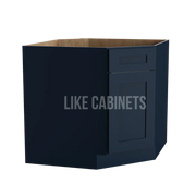 Navy Blue Shaker Corner Sink Base Cabinet