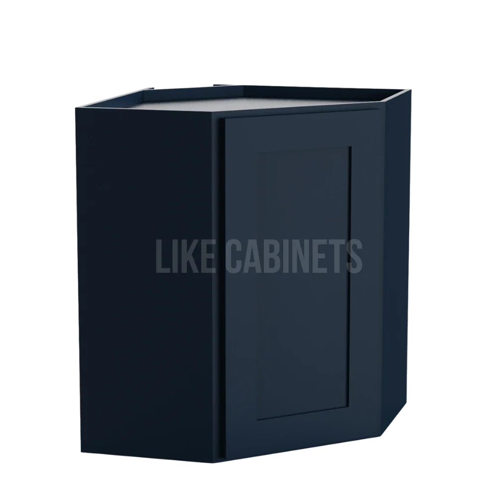 Navy Blue Shaker 24'' W Diagonal Corner Wall Cabinet