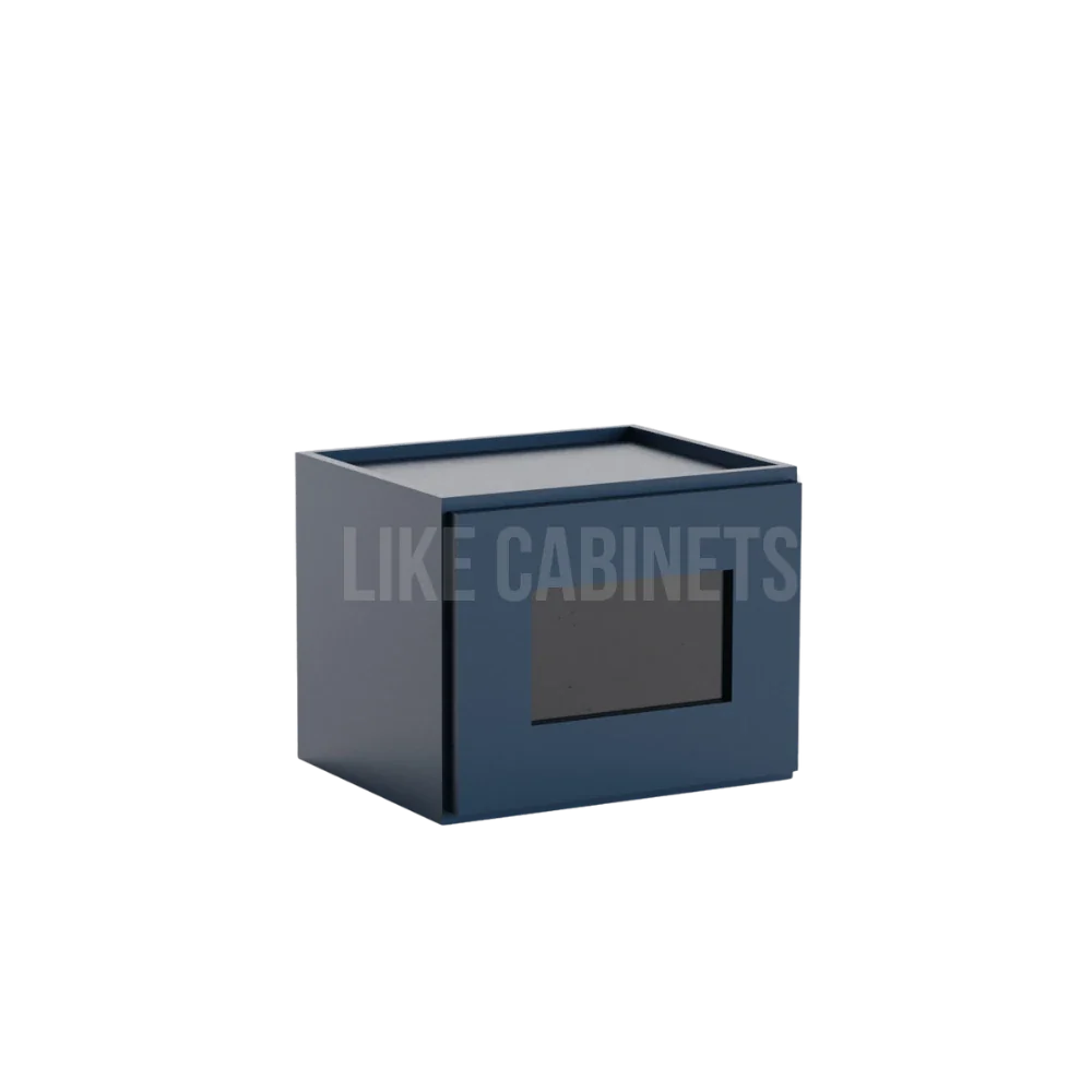 Navy Blue Shaker 12'' H Single Door Wall Cabinet with Glass Door