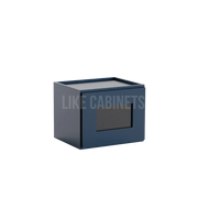 Navy Blue Shaker 12'' H Single Door Wall Cabinet with Glass Door