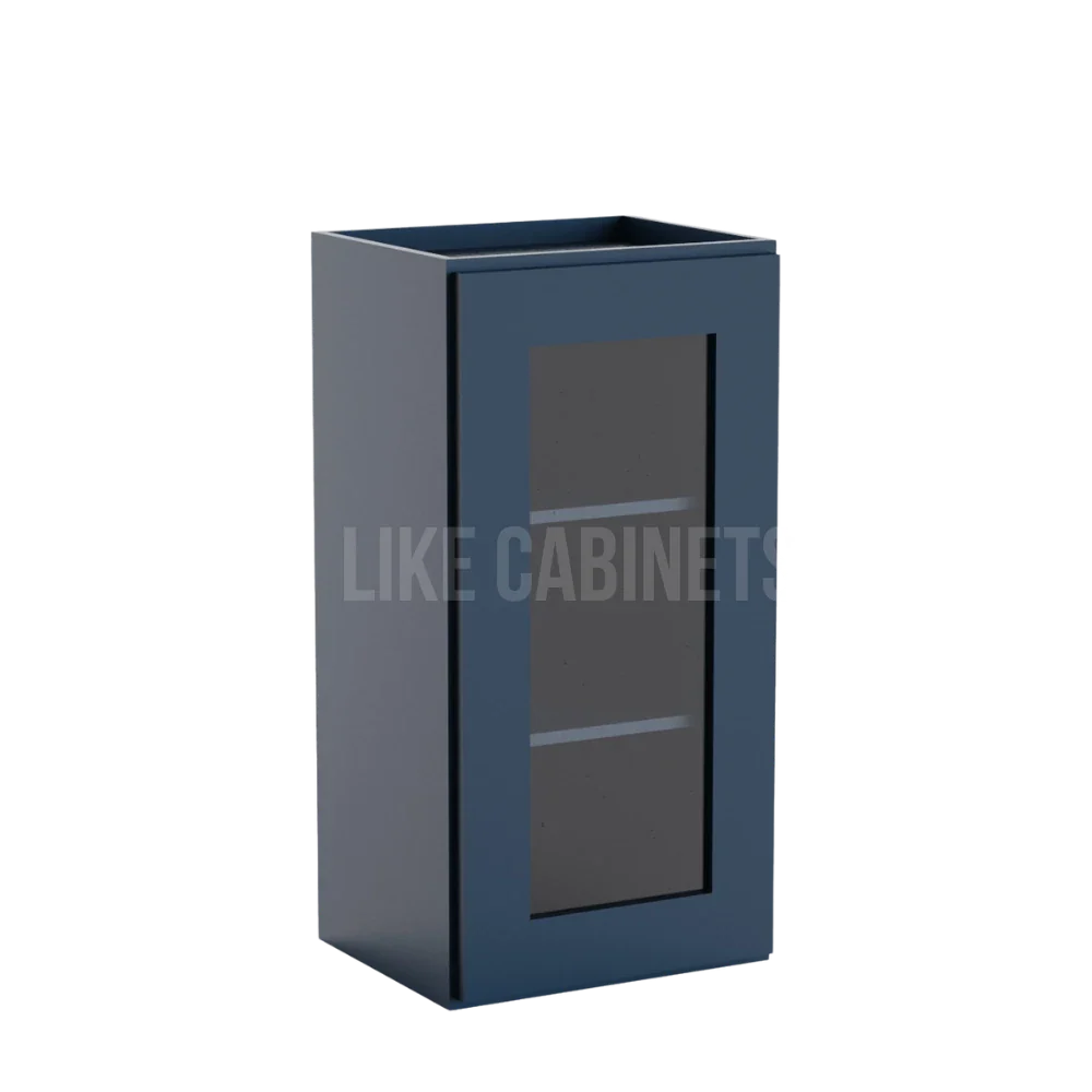 Navy Blue Shaker 30'' H Single Door Wall Cabinet with Glass Door