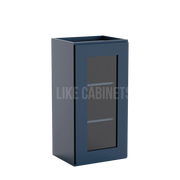 Navy Blue Shaker 30'' H Single Door Wall Cabinet with Glass Door