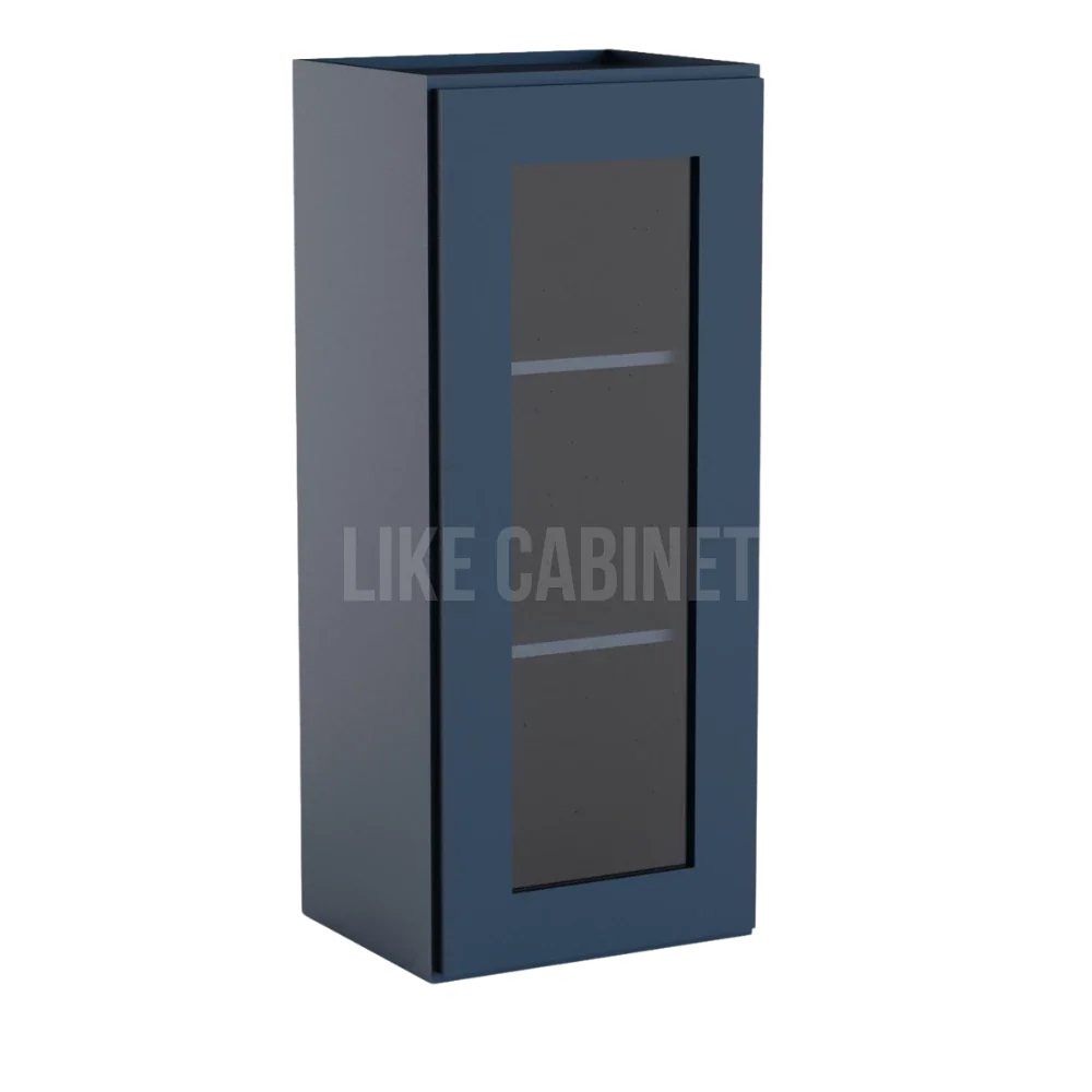 Navy Blue Shaker 36'' H Single Door Wall Cabinet with Glass Door
