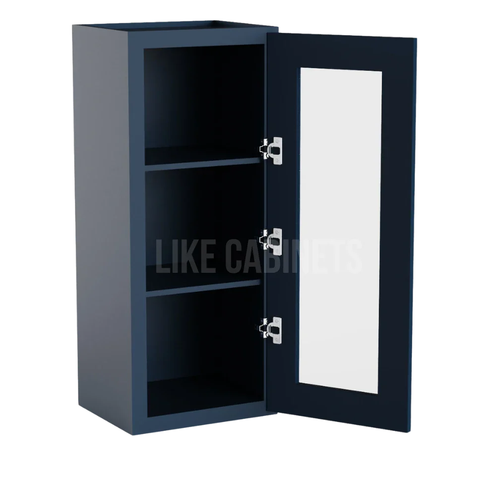 Navy Blue Shaker 36'' H Single Door Wall Cabinet with Glass Door
