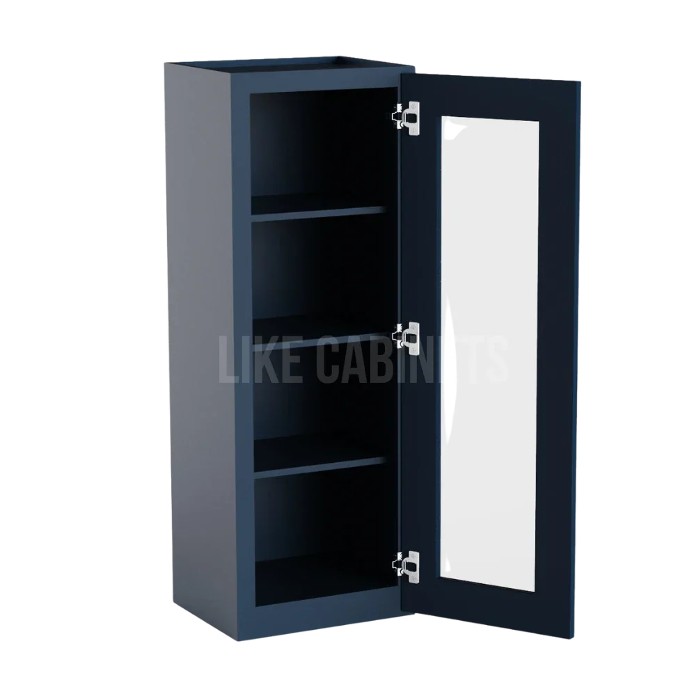 Navy Blue Shaker 42'' H Single Door Wall Cabinet with Glass Door