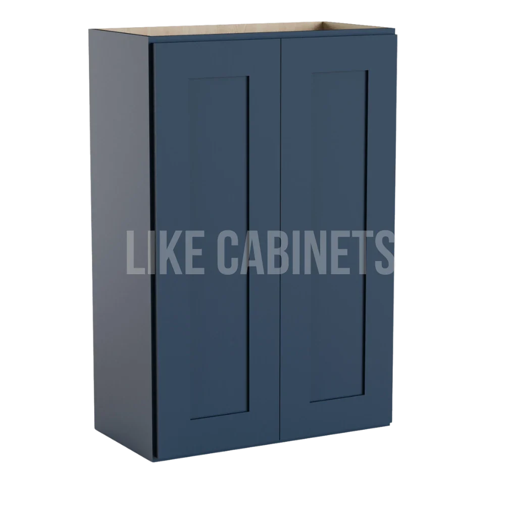 Navy Blue Shaker Double Door Wall Cabinets 36''H, 12''D