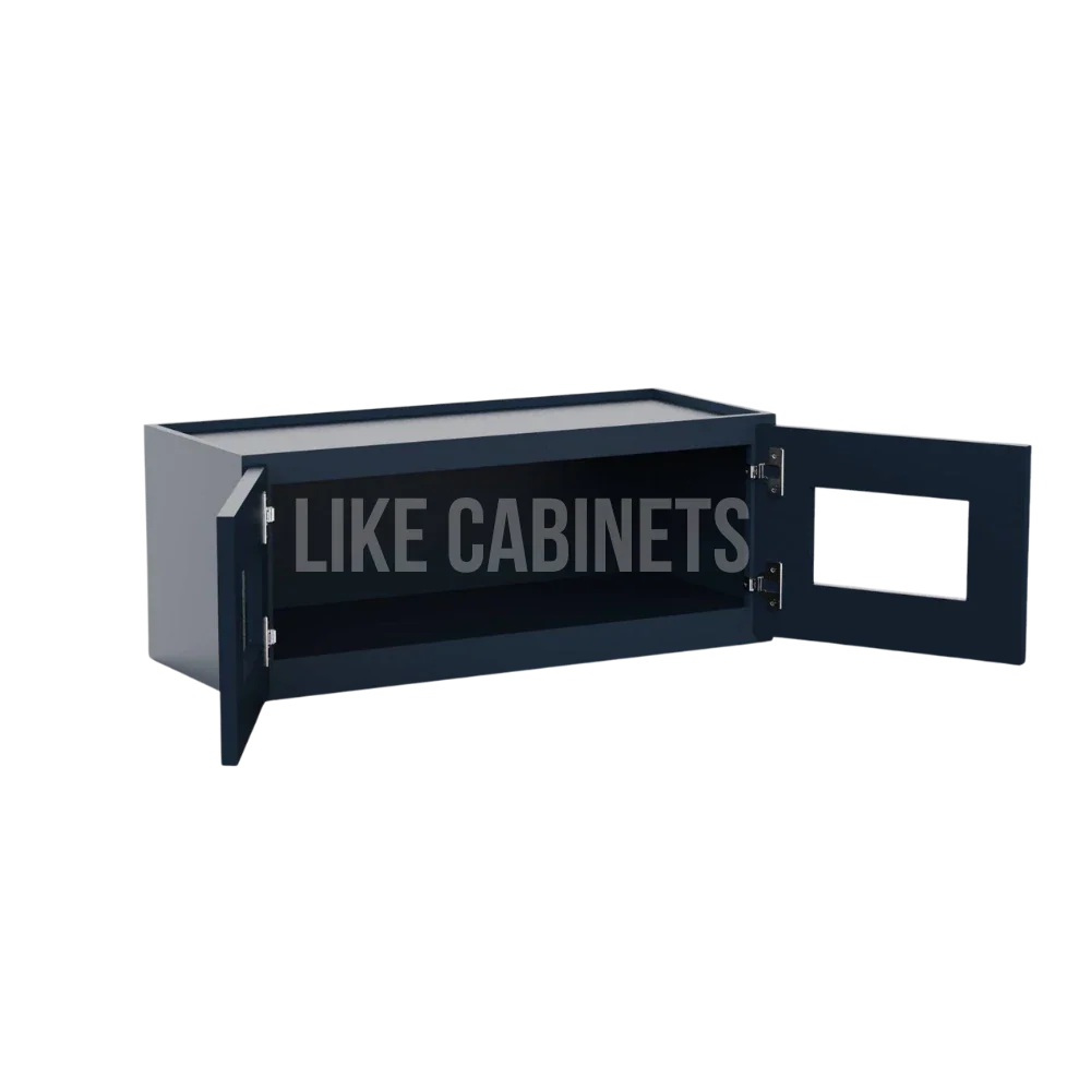 Navy Blue Shaker 18'' H Double Door Wall Cabinet With Glass Doors