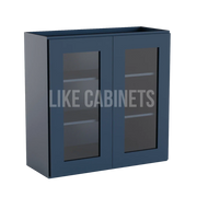 Navy Blue Shaker 30'' H Double Door Wall Cabinet with Glass Door