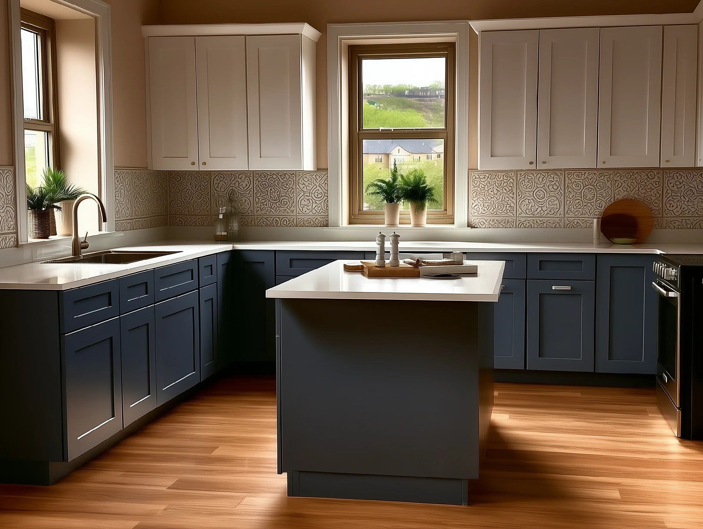 Navy Blue Shaker Microwave Wall Cabinet