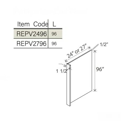 Dove White Slim Shaker Refrigerator End Panel Veneer
