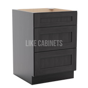 Smokey Ash Three Drawer Base