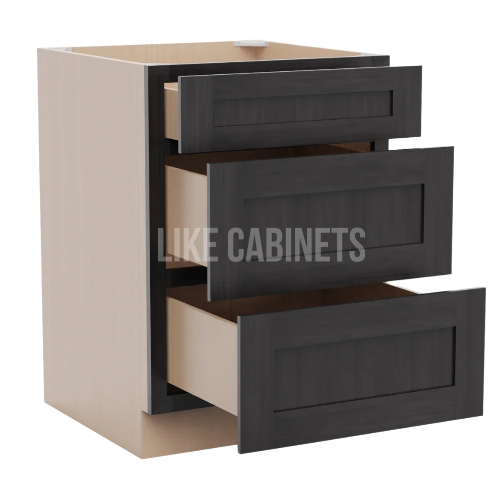 Smokey Ash Three Drawer Base