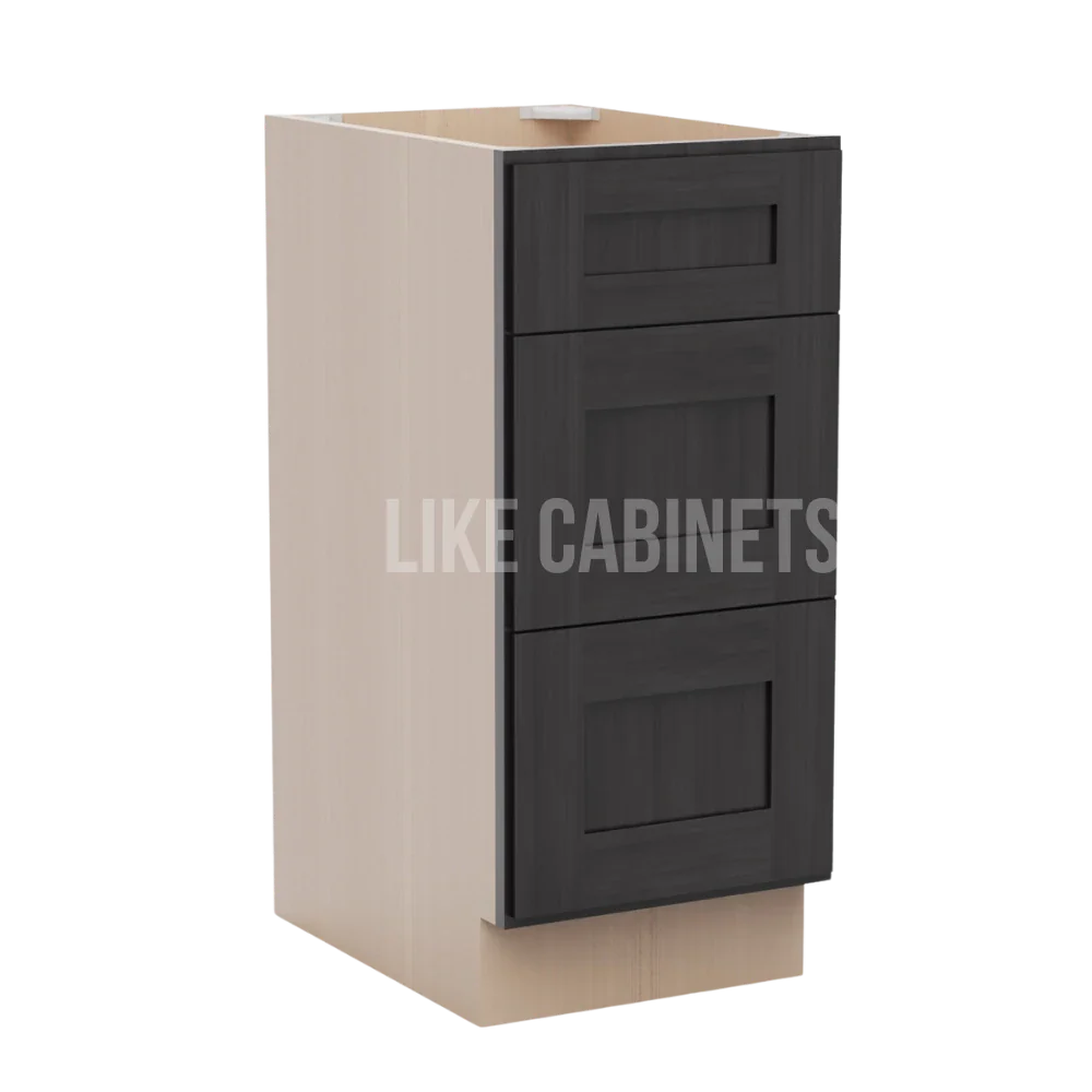 Smokey Ash Vanity Three Drawer Base Cabinet