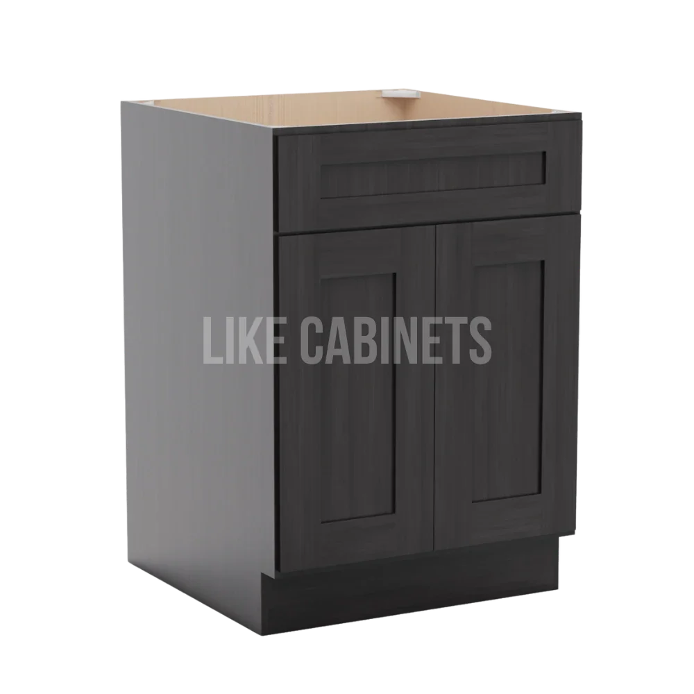 Smokey Ash Base Cabinet with Double Doors & Single Drawer