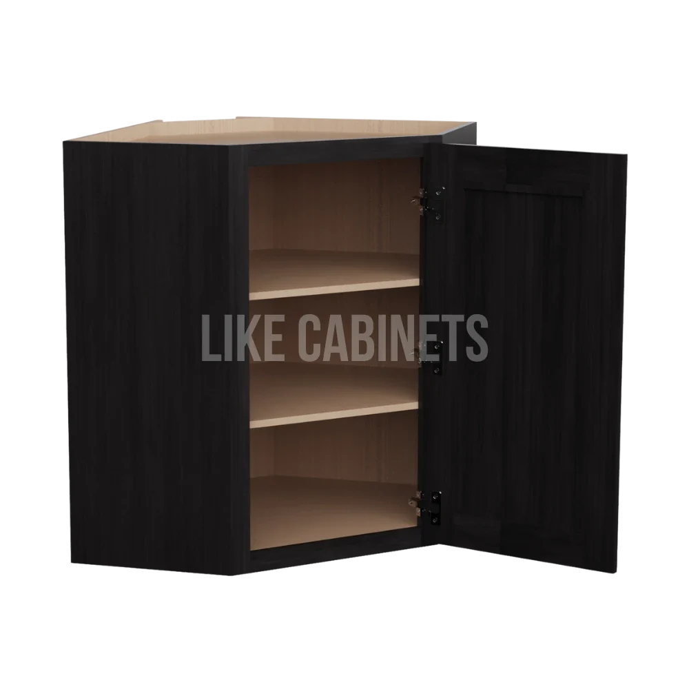 Smokey Ash 24'' W Diagonal Corner Wall Cabinet