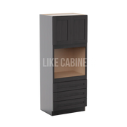 Smokey Ash 33'' W Double Door Oven Pantry Cabinet with Three Drawers