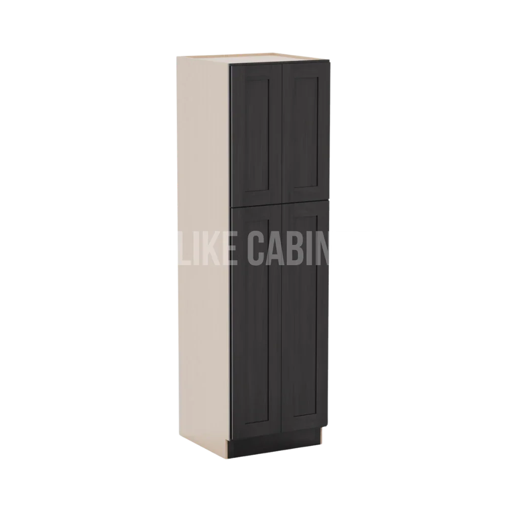 Smokey Ash 24'' W Two Double Door Utility Pantry Cabinet