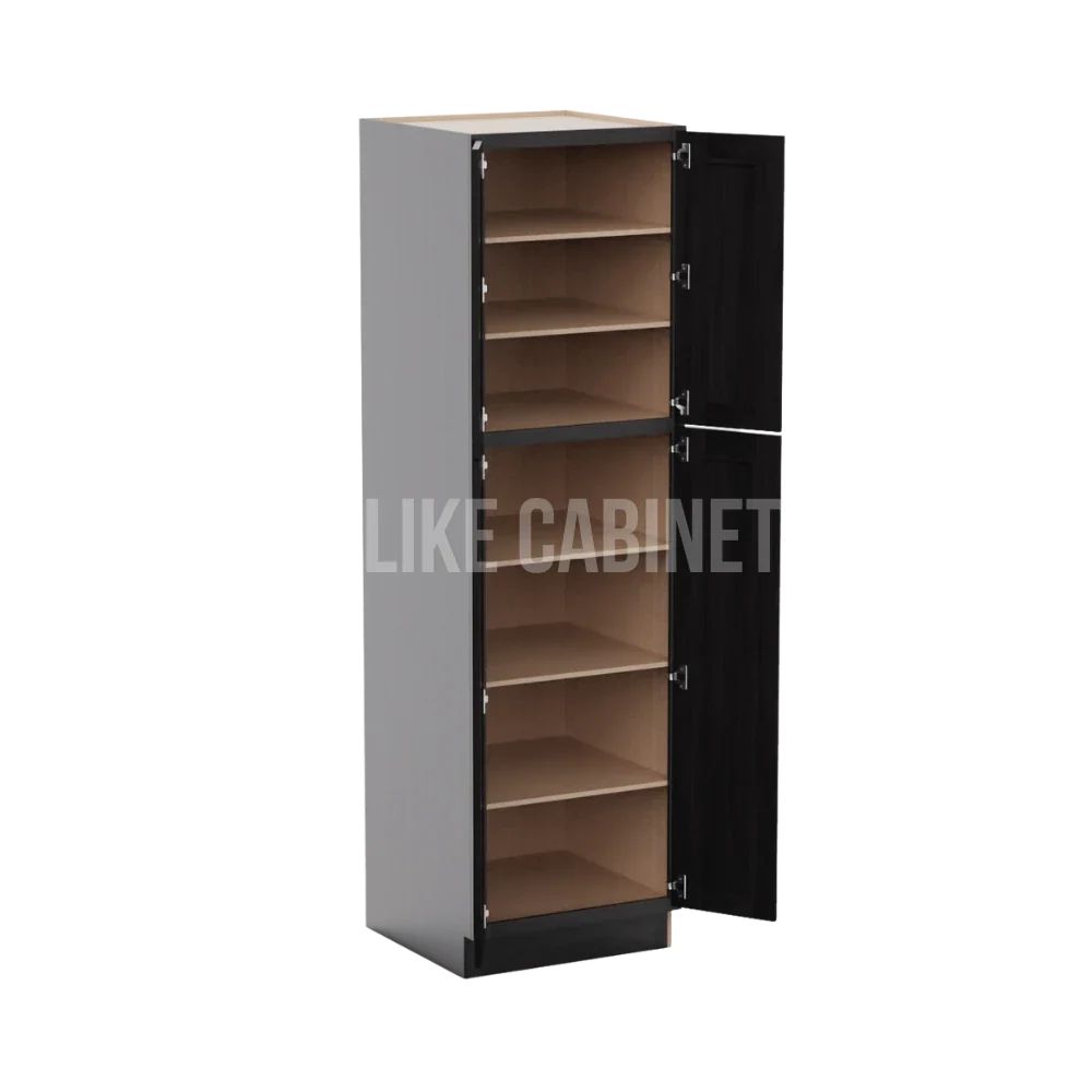 Smokey Ash 24'' W Two Double Door Utility Pantry Cabinet