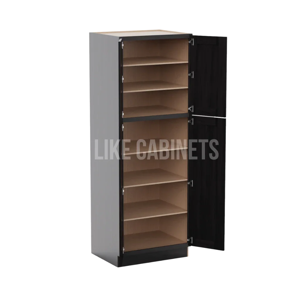 Smokey Ash 30''W Two Double Door Utility Pantry Cabinet