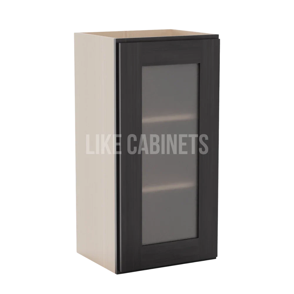 Smokey Ash 30'' H Single Door Wall Cabinet with Glass Door