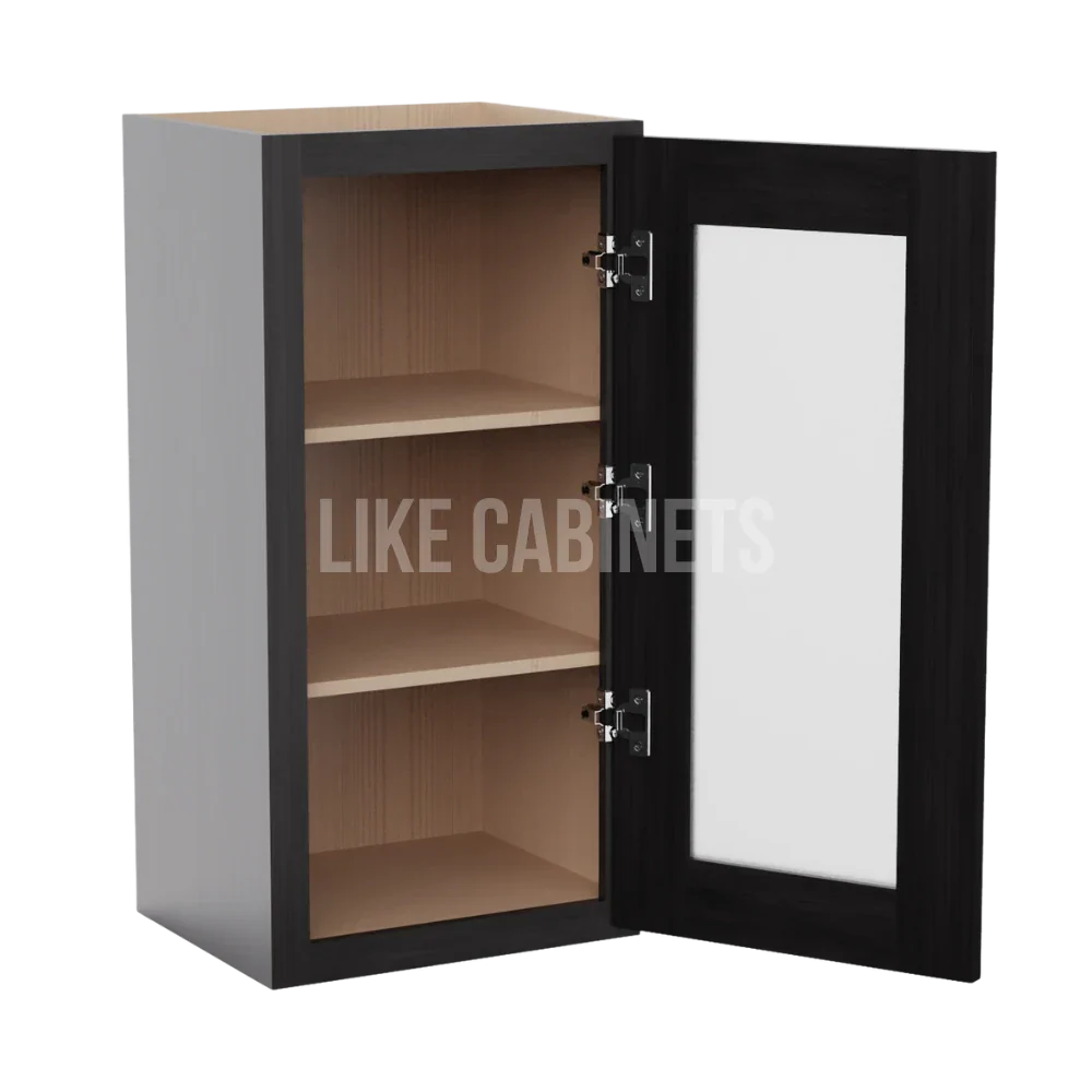Smokey Ash 30'' H Single Door Wall Cabinet with Glass Door
