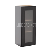 Smokey Ash Gray 36'' H Single Door Wall Cabinet with Glass Door