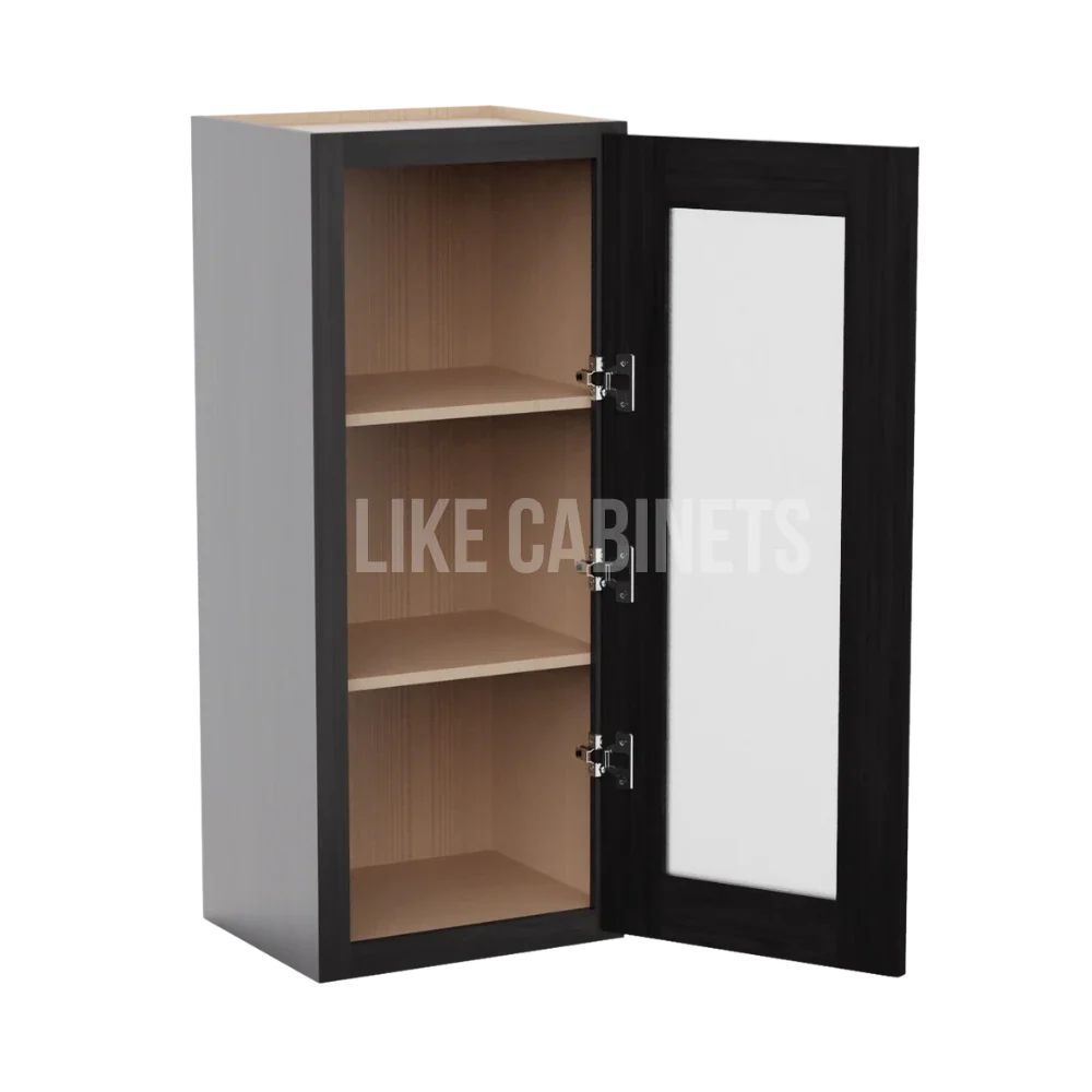 Smokey Ash Gray 36'' H Single Door Wall Cabinet with Glass Door