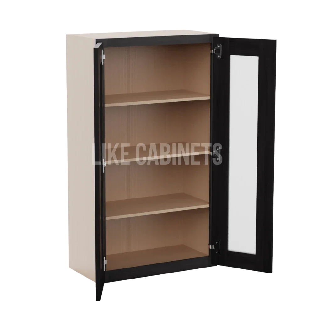 Smokey Ash 42'' H Double Door Wall Cabinet with Glass Doors