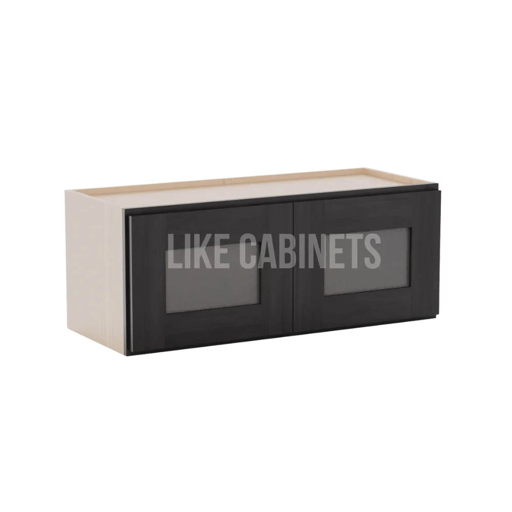 Smokey Ash 12''H Double Door Wall Cabinet whit Glass Doors