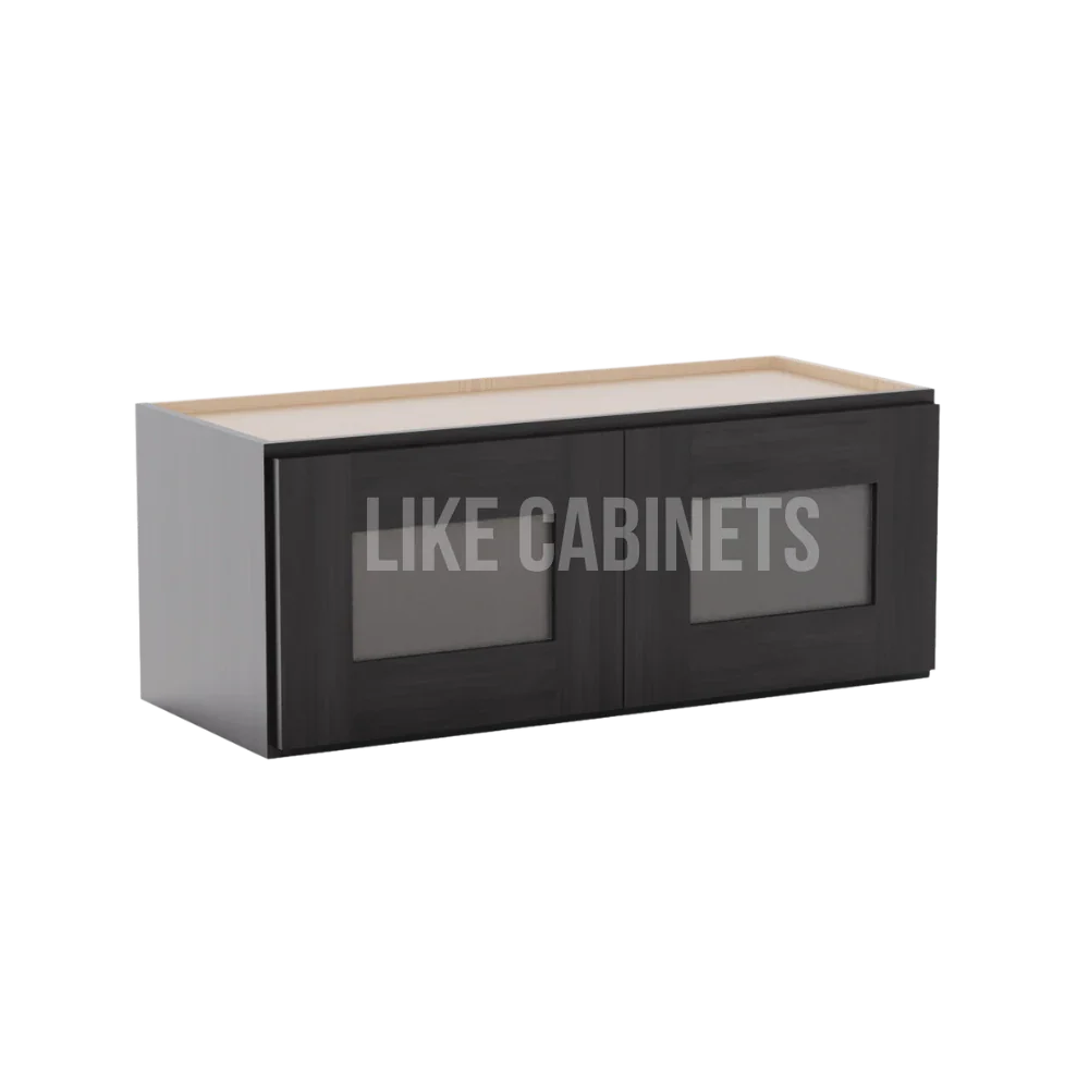 Smokey Ash 18'' H Double Door Wall Cabinet with Glass Doors