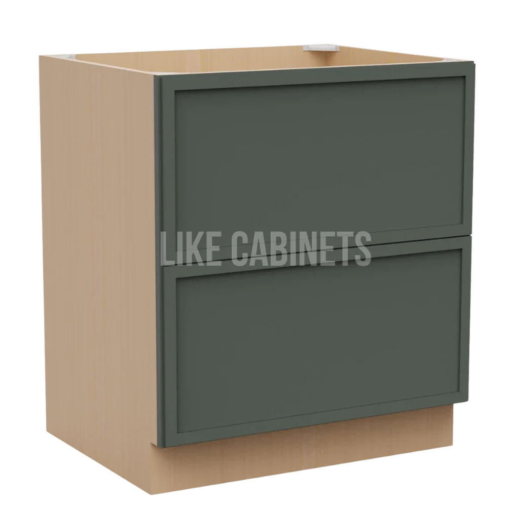 Slim Aston Green Two Drawer Base