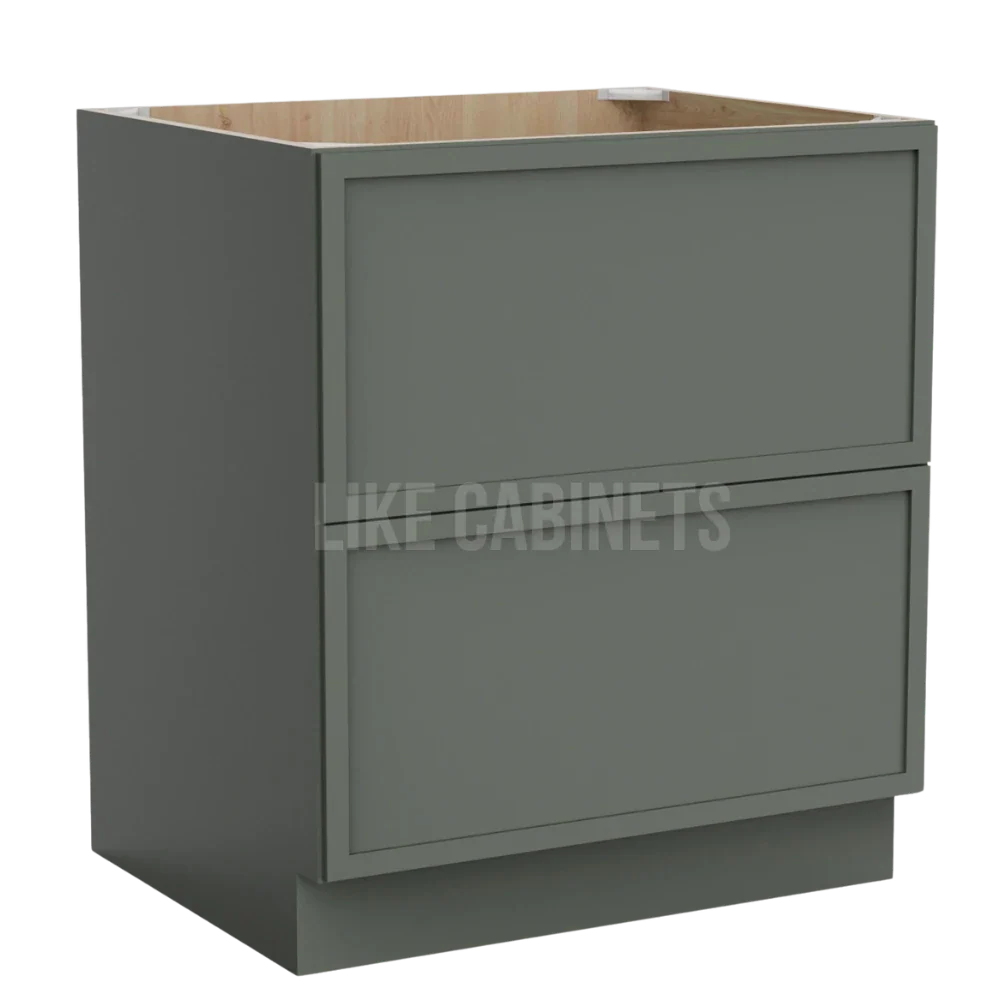 Slim Aston Green Two Drawer Base