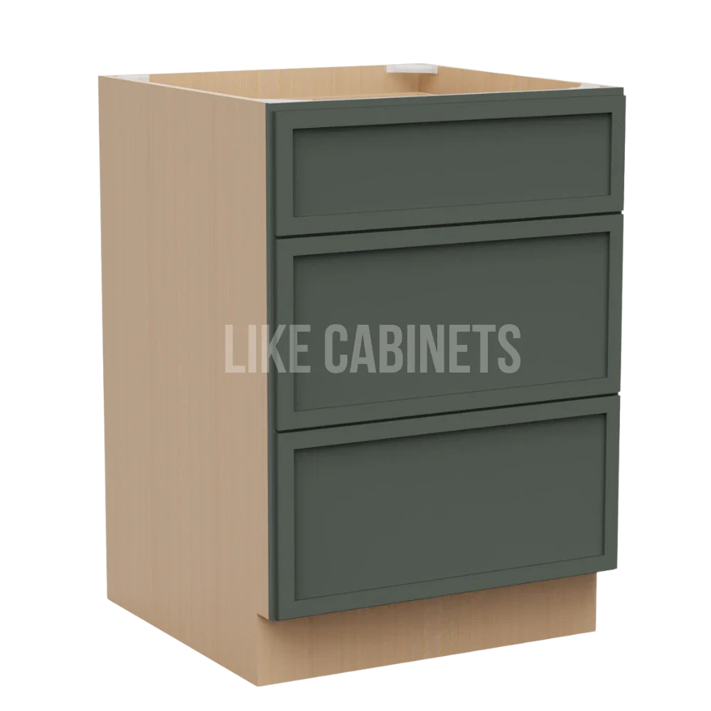 Slim Aston Green Three Drawer Base