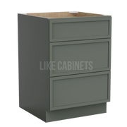 Slim Aston Green Three Drawer Base