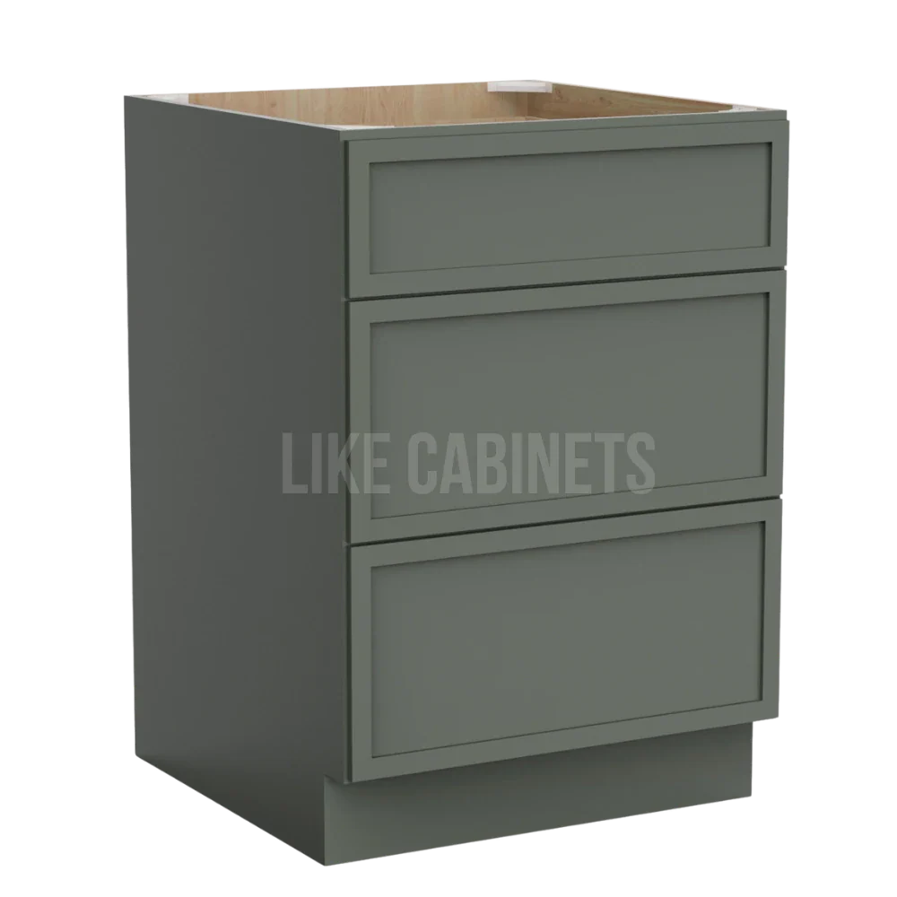 Slim Aston Green Three Drawer Base