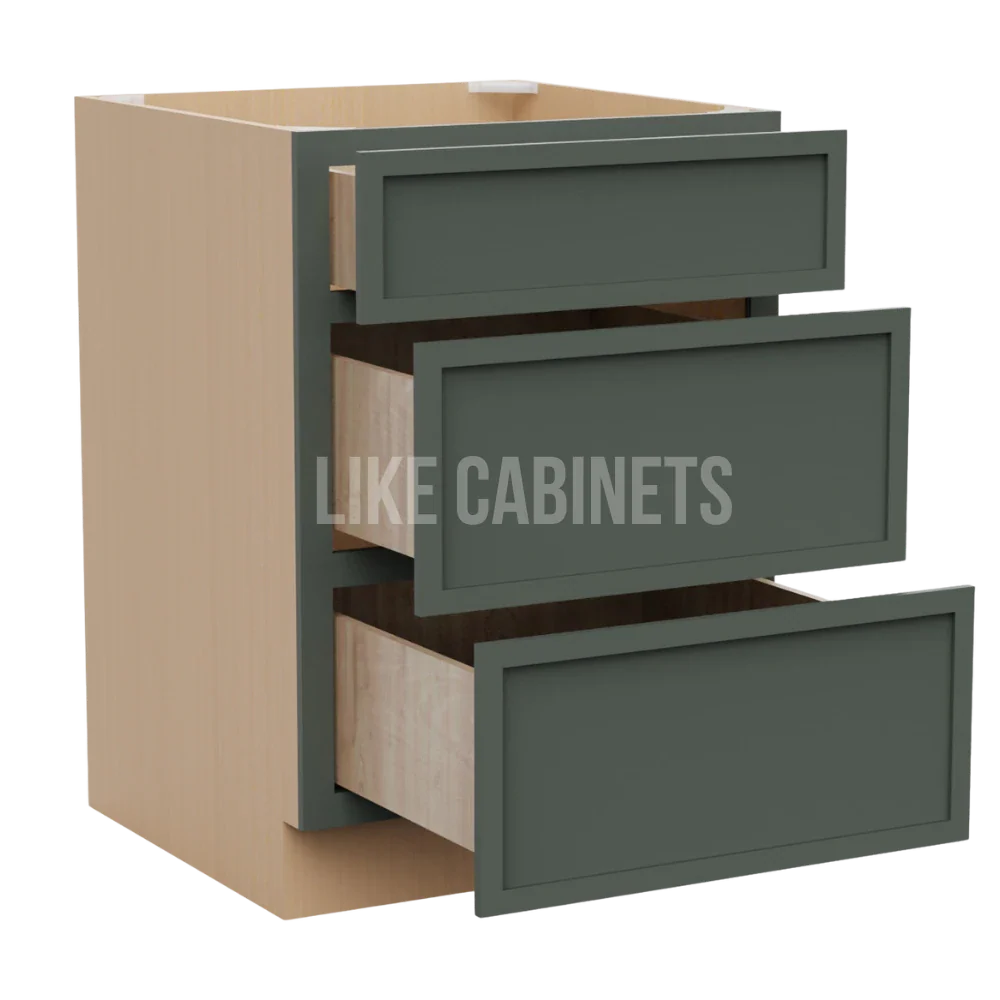 Slim Aston Green Three Drawer Base