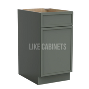 Slim Aston Green Base Cabinet with Single Door & Drawer