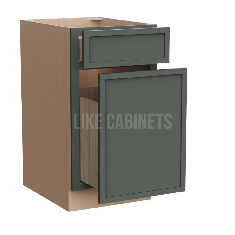 Slim Aston Green Trash Base Cabinet