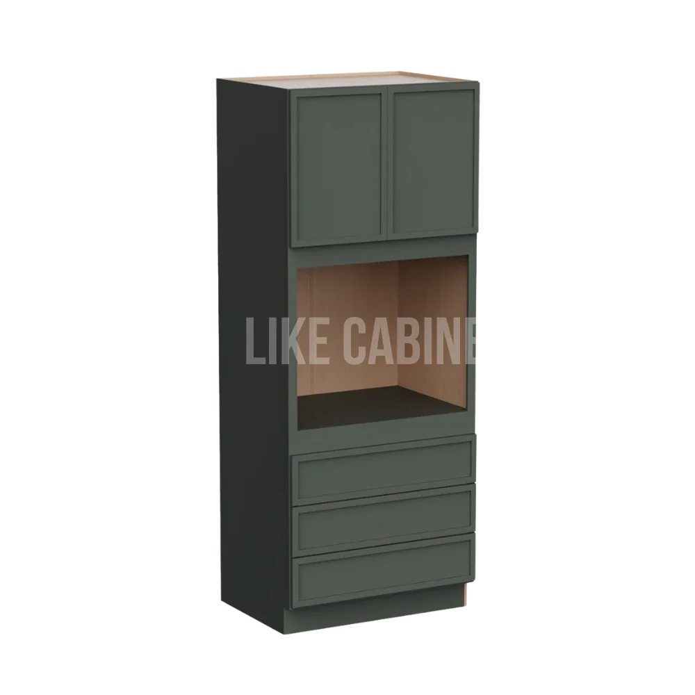 Slim Aston Green 33'' W Double Door Oven Pantry Cabinet with Three Drawers