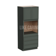 Slim Aston Green 33'' W Double Door Oven Pantry Cabinet with Three Drawers