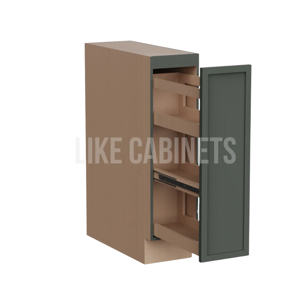 Slim Green Shaker Spice Pull Base Cabinet